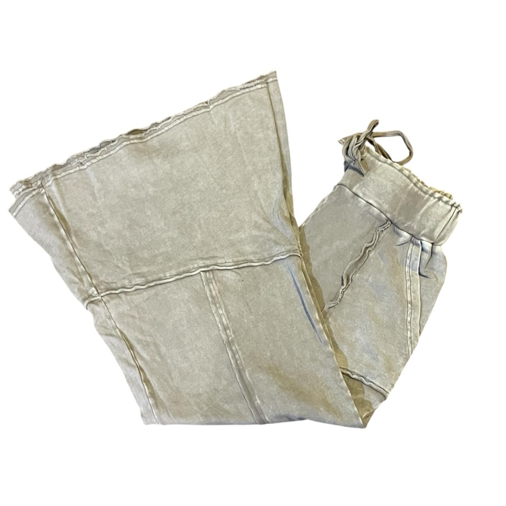 Easel Mineral Wash Mushroom Palazzo Pants S - Picture 2 of 16